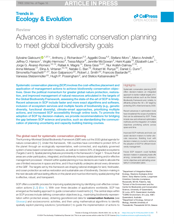 Pubblicazione Trends in Ecology Evolution